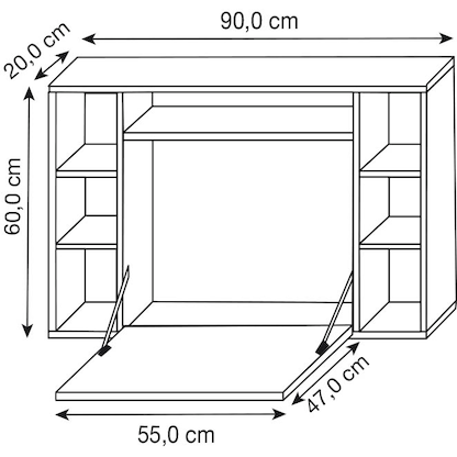 Artikelbild 2 für VCM my office Wandila Wandschreibtisch weiß rechteckig, hängend weiß 90,0 x 20,0/67,0 cm, Artikelnummer 996884