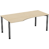 Artikelbild 1 für geramöbel Flex höhenverstellbarer Schreibtisch ahorn, anthrazit Trapezform, 4-Fuß-Gestell grau 180,0 x 80,0/100,0 cm, Artikelnummer 879837