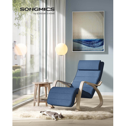 Artikelbild 2 für SONGMICS Schaukelstuhl blau braun Stoff 67,0 x 121,5 x 84,0 cm, 1 St., Artikelnummer 290918