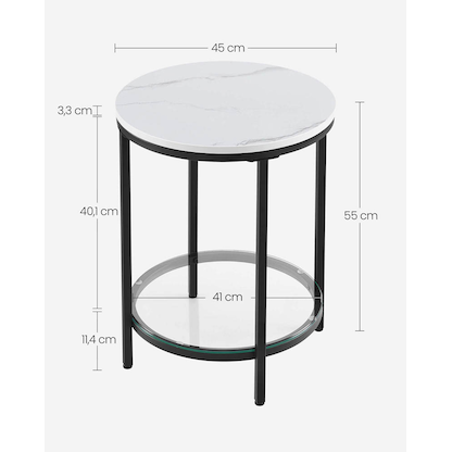Artikelbild 7 für VASAGLE Beistelltisch rund Spanplatte weiß 45,0 x 45,0 x 55,0 cm, 1 St., Artikelnummer 290538