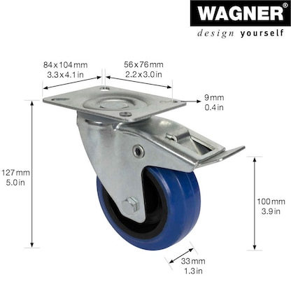 Artikelbild 2 für WAGNER® design yourself Transportgeräte-Lenkrolle RO 7700 blau, Artikelnummer 418539