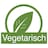 Symbol für vegetarische Produkte: grünes Blatt im Kreis, darunter Schriftzug „Vegetarisch“.