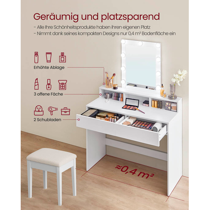 Artikelbild 9 für VASAGLE Schminktisch rechteckig Melamin, Spanplatte weiß 100,0 cm 40,0 cm, 1 St., Artikelnummer 439287