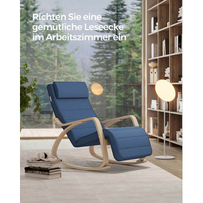 Artikelbild 4 für SONGMICS Schaukelstuhl blau braun Stoff 67,0 x 121,5 x 84,0 cm, 1 St., Artikelnummer 290918