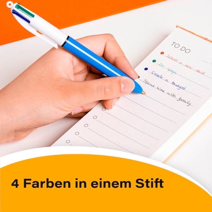 Artikelbild 2 für BIC 4-Farben-Kugelschreiber 4 Colours Original hellblau/weiß, Schreibfarbe: schwarz, blau, rot, grün, 1 St., Artikelnummer 836197