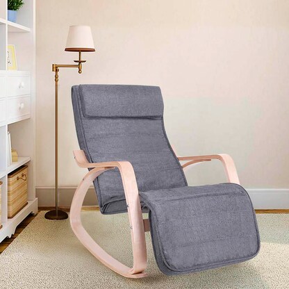 Artikelbild 2 für SONGMICS Schaukelstuhl grau natur Stoff 67,0 x 115,0 x 91,0 cm, 1 St., Artikelnummer 291429