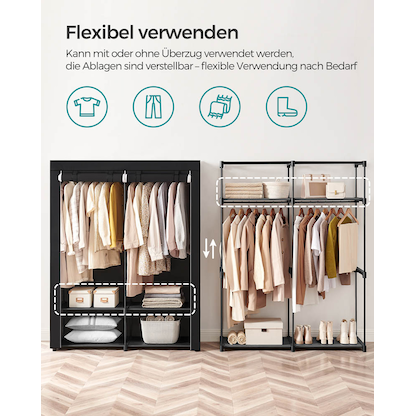 Artikelbild 5 für SONGMICS Stoffschrank, RYG02BK schwarz 140,0 x 43,0 x 174,0 cm, 1 St., Artikelnummer 439412