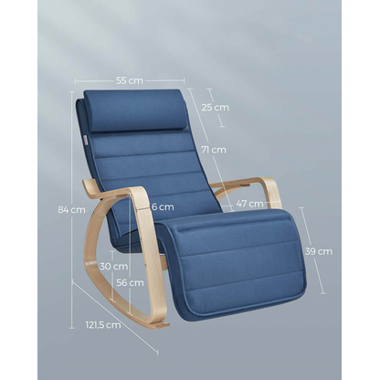 Artikelbild 5 für SONGMICS Schaukelstuhl blau braun Stoff 67,0 x 121,5 x 84,0 cm, 1 St., Artikelnummer 290918