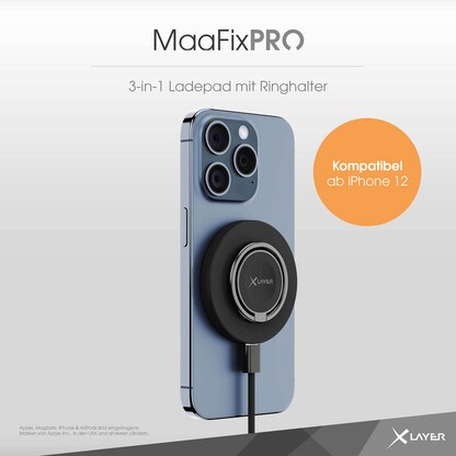 Artikelbild 3 für XLAYER MagFix Pro 3-in-1 Induktive Ladestation schwarz, 15 Watt, Artikelnummer 344927