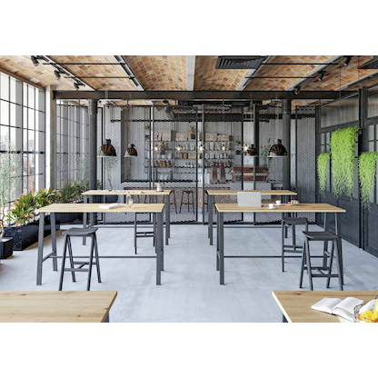 Artikelbild 5 für HAMMERBACHER Stehtisch-Set Meeting Point Industrial asteiche rechteckig, 4-Fuß-Gestell grau, 175,0 x 68,0 x 104,2 cm, Artikelnummer 414027