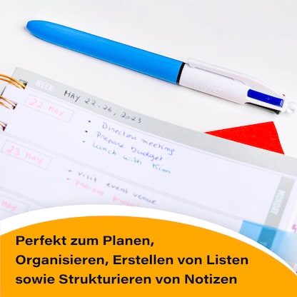 Artikelbild 3 für BIC 4-Farben-Kugelschreiber 4 Colours Original hellblau/weiß, Schreibfarbe: schwarz, blau, rot, grün, 1 St., Artikelnummer 836197