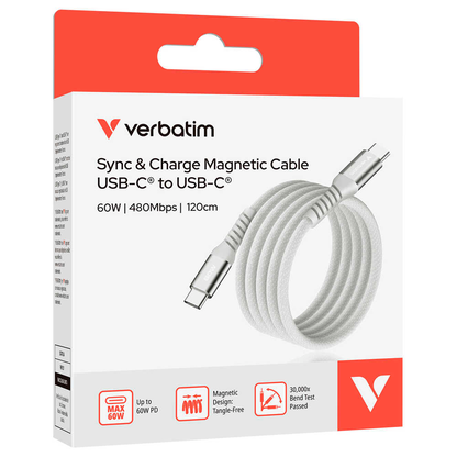 Artikelbild 5 für verbatim Sync & Charge magnetisches Ladekabel grau, Kabellänge: 1,2 m, 60 W, Artikelnummer 737899