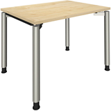 Artikelbild 1 für fm Sidney höhenverstellbarer Schreibtisch königsahorn rechteckig, 4-Fuß-Gestell Rundrohr silber 100,0 x 80,0 cm, Artikelnummer 352874