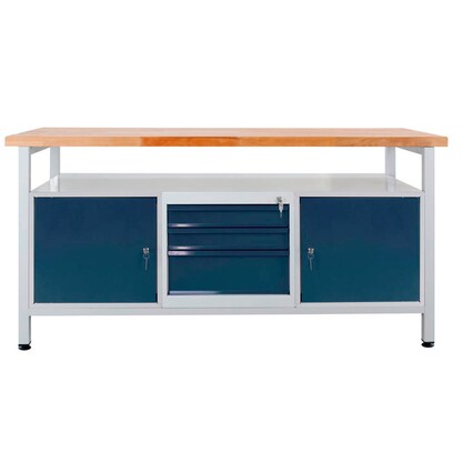 Artikelbild für ADB Werkbank lichtgrau, anthrazitgrau 3 Schubladen 170,0 x 60,0 x 84,0 cm, Artikelnummer 205037