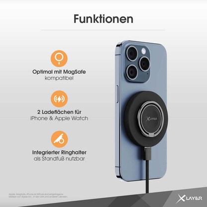 Artikelbild 4 für XLAYER MagFix Pro 3-in-1 Induktive Ladestation schwarz, 15 Watt, Artikelnummer 344927