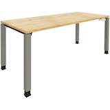 Artikelbild 1 für fm Sidney höhenverstellbarer Schreibtisch königsahorn rechteckig, 4-Fuß-Gestell Quadratrohr silber 180,0 x 80,0 cm, Artikelnummer 352944