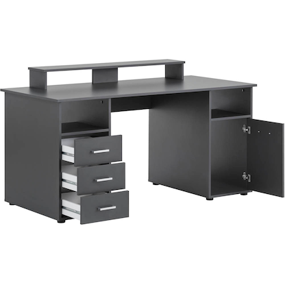 Artikelbild 4 für MÖBELPARTNER Niels light Schreibtisch anthrazit rechteckig, Wangen-Gestell grau 150,0 x 70,0 cm, Artikelnummer 650331