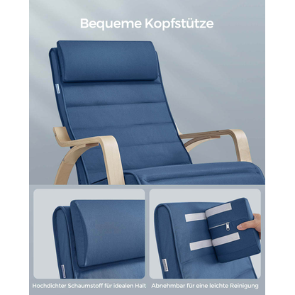 Artikelbild 7 für SONGMICS Schaukelstuhl blau braun Stoff 67,0 x 121,5 x 84,0 cm, 1 St., Artikelnummer 290918