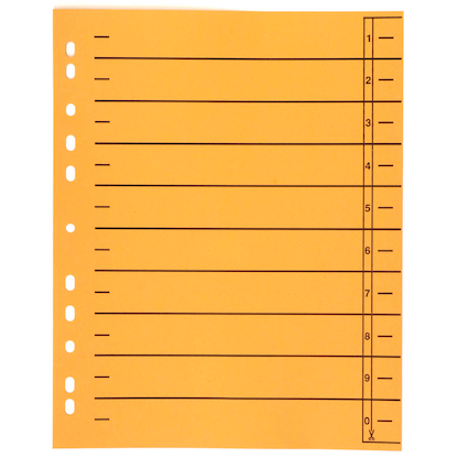 Artikelbild für Wekre Trennblätter DIN A4 0-9 orange, 230 g/m², 100 Blatt, Artikelnummer 630479