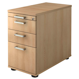 Artikelbild 1 für HAMMERBACHER Solid Standcontainer eiche 4 Auszüge Stahl-Bügelgriff chrom, gebürstet 42,8 x 80,0 x 72,0 - 76,0 cm, Artikelnummer 593347