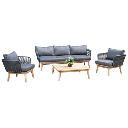 Artikelbild für Sunny Smart® Loungegruppe Bridgeport dunkelgrau, natur Metall, 14-teilig, Artikelnummer 308949
