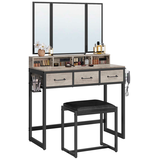 Artikelbild 1 für VASAGLE Schminktisch rechteckig Spanplatte beige 90,0 x 40,0 x 141,0 cm, 1 St., Artikelnummer 760559