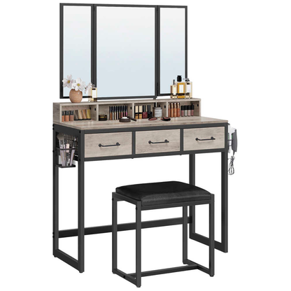 Artikelbild für VASAGLE Schminktisch rechteckig Spanplatte beige 90,0 x 40,0 x 141,0 cm, 1 St., Artikelnummer 760559