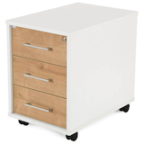 Artikelbild 1 für rocada Mobiler Rollcontainer weiß/eiche 3 Auszüge 40,0 x 60,0 x 58,0 cm, Artikelnummer 117808