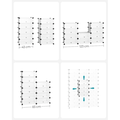 Artikelbild 5 für SONGMICS Schuhschrank, LPC10W weiß 43,0 x 31,0 x 173,0 cm, 1 St., Artikelnummer 439598