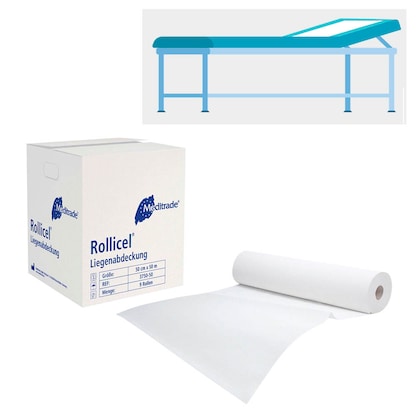 Artikelbild für Meditrade® Ärztekrepp ROLLICEL® 2-lagig weiß 50,0 cm x 50,0 m, 9 Rollen, Artikelnummer 242239