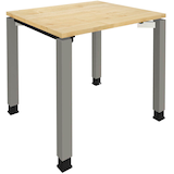 Artikelbild 1 für fm Sidney höhenverstellbarer Schreibtisch königsahorn rechteckig, 4-Fuß-Gestell Quadratrohr silber 80,0 x 80,0 cm, Artikelnummer 353104