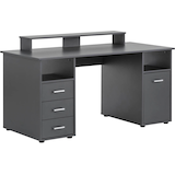 Artikelbild 1 für MÖBELPARTNER Niels light Schreibtisch anthrazit rechteckig, Wangen-Gestell grau 150,0 x 70,0 cm, Artikelnummer 650331