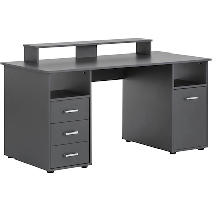 Artikelbild für MÖBELPARTNER Niels light Schreibtisch anthrazit rechteckig, Wangen-Gestell grau 150,0 x 70,0 cm, Artikelnummer 650331