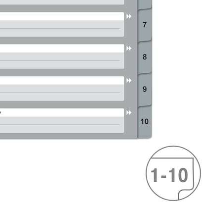 Artikelbild 4 für VON LEITZ Register DIN A4 Überbreite 1-10 grau-weiß 10-teilig, 1 Satz, Artikelnummer 635799