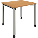 Artikelbild 1 für fm Sidney höhenverstellbarer Schreibtisch buche rechteckig, 4-Fuß-Gestell Rundrohr silber 80,0 x 80,0 cm, Artikelnummer 352912
