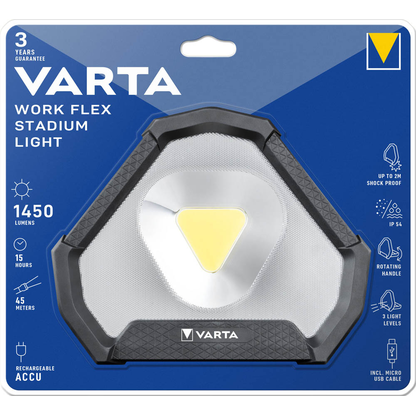 Artikelbild 2 für VARTA Work Flex Stadium Light LED Akku-Baustrahler schwarz 12 W, Artikelnummer 626752