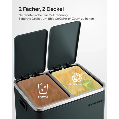 Artikelbild 6 für SONGMICS Mülltrenner 2x 15,0 l grüngrau, 1 St., Artikelnummer 438497