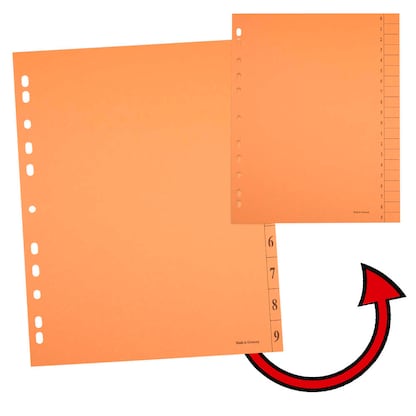 Artikelbild 3 für Trennblätter DIN A4 0-9 farbsortiert, 250 g/qm, 100 Blatt, Artikelnummer 630586