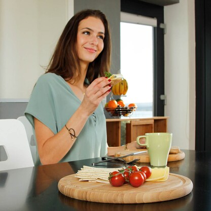 Artikelbild 2 für relaxdays Frühstücksbretter Natur Ø 30,0 cm 4-tlg., 4 St., Artikelnummer 362174