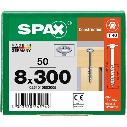 Artikelbild 7 für SPAX® Holzbauschrauben T40 Tellerkopf WIROX 0251010803005 8 mm x 300 mm, 50 St., Artikelnummer 397347