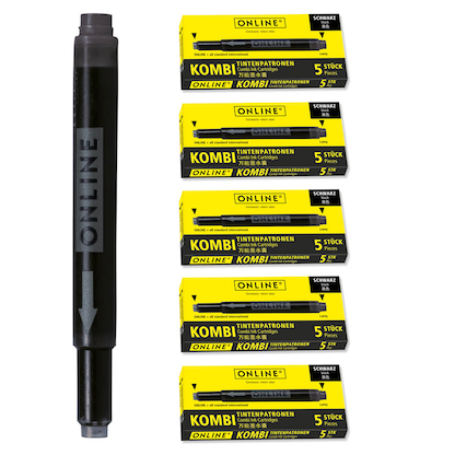Artikelbild für ONLINE® Tintenpatronen für Füller Kombi schwarz, 25 St., Artikelnummer 617359