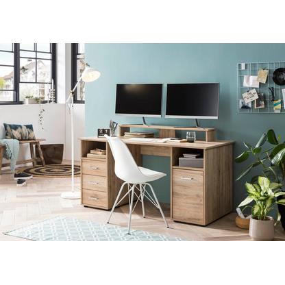 Artikelbild 5 für MÖBELPARTNER Niels light Schreibtisch wildeiche rechteckig, Wangen-Gestell eiche 150,0 x 70,0 cm, Artikelnummer 650343