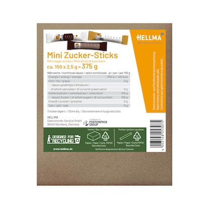 Artikelbild 4 für HELLMA Mini Zuckersticks, 150x 2,5 g, Artikelnummer 404927