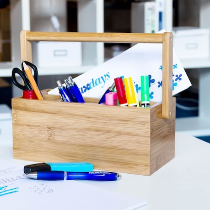 Artikelbild 3 für relaxdays Schreibtisch-Organizer braun Bambus 4 Fächer 25,0 x 11,5 x 20,0 cm, Artikelnummer 516514