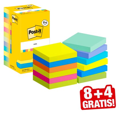 Artikelbild für 8 + 4 GRATIS: Post-it® Energetic Collection Haftnotizen farbsortiert, 8 Blöcke + GRATIS 4 Blöcke, Artikelnummer 620532