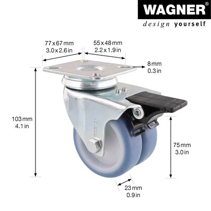 Artikelbild 2 für WAGNER® design yourself Apparate-Doppel-Lenkrolle ECO RO 3577 grau, Artikelnummer 419166