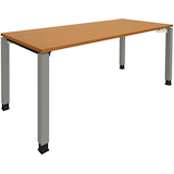 Artikelbild 1 für fm Sidney höhenverstellbarer Schreibtisch buche rechteckig, 4-Fuß-Gestell Quadratrohr silber 180,0 x 80,0 cm, Artikelnummer 353074