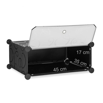 Artikelbild 2 für relaxdays Schuhschrank, 10021962_46 schwarz, transparent 6 Fachböden 49,0 x 37,0 x 107,0 cm, Artikelnummer 451332