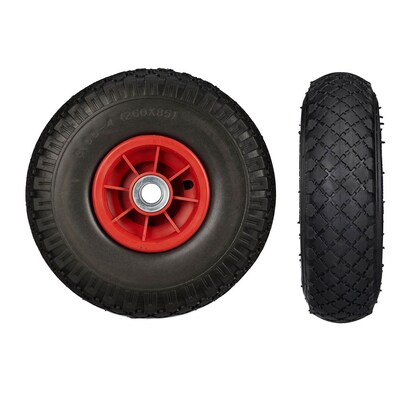 Artikelbild 3 für relaxdays Sackkarrenräder luftbereift schwarz, rot Vollgummi Felgen, Achse 2,0 cm, Artikelnummer 452191