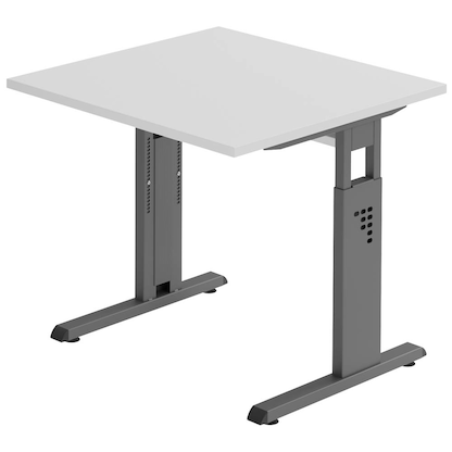 Artikelbild für HAMMERBACHER OS 08 höhenverstellbarer Schreibtisch lichtgrau quadratisch, C-Fuß-Gestell grau 80,0 x 80,0 cm, Artikelnummer 442647